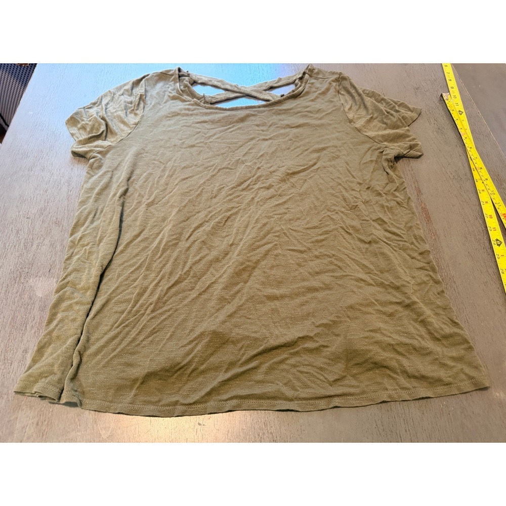 Lane Bryant Olive Green Crisscross Back Short Sleeve Top Plus Size 18/20